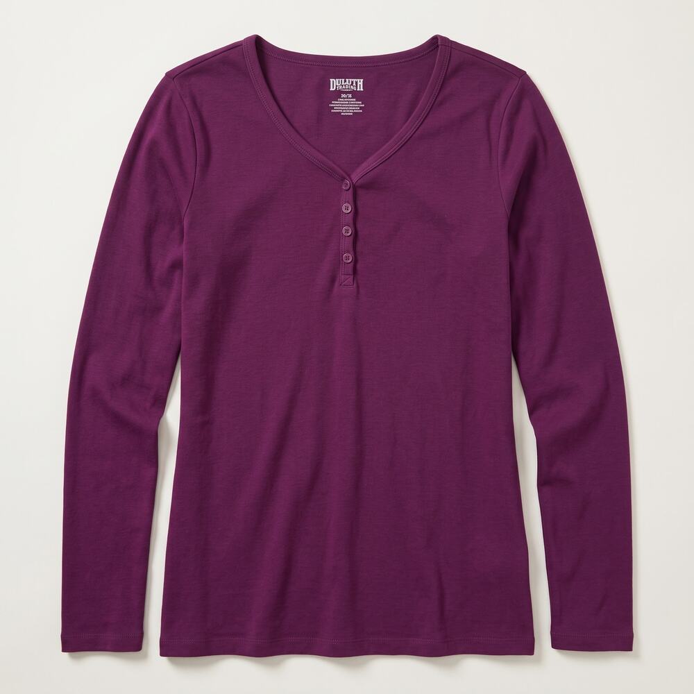 Duluth Trading Co Womens L Outdoors Gorpcore Heritage Button-Front Henley Top